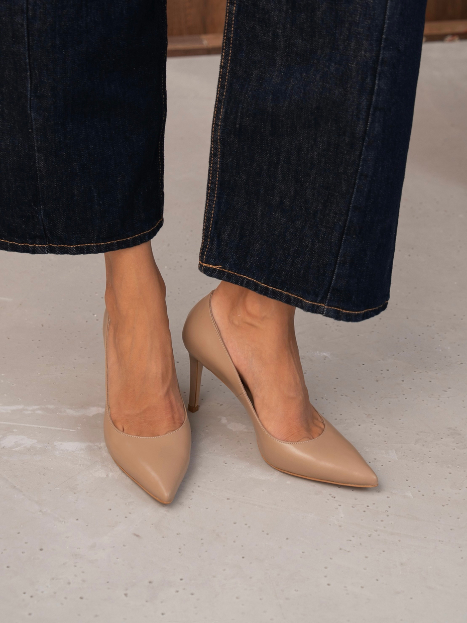 Pael Ten Deri Hakiki Deri Kadın Stiletto