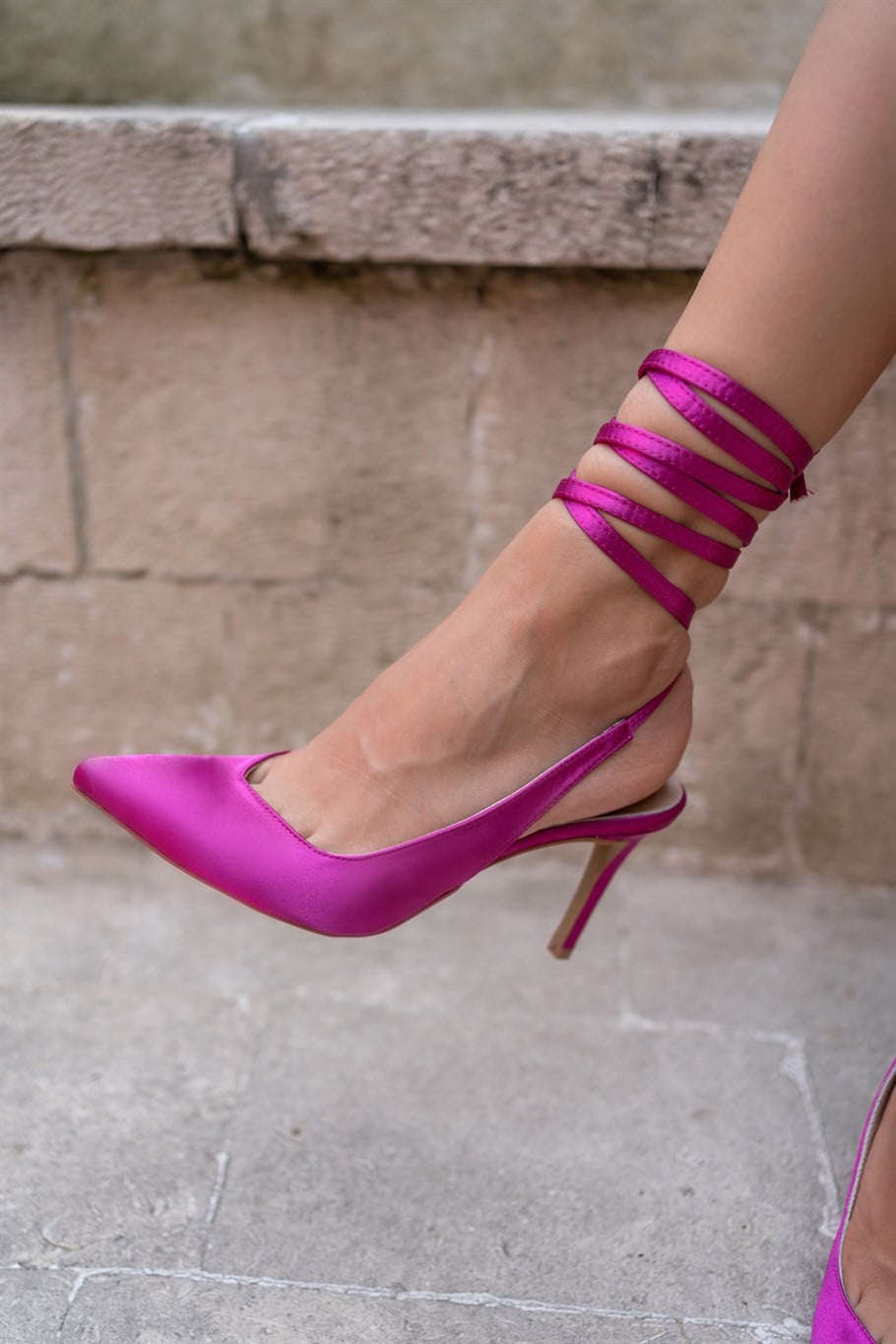 Paint Fuşya Saten   Stiletto