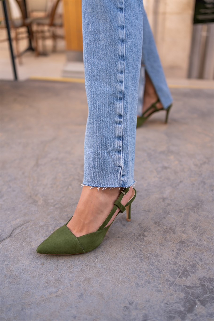 Paola Yeşil Süet   Stiletto
