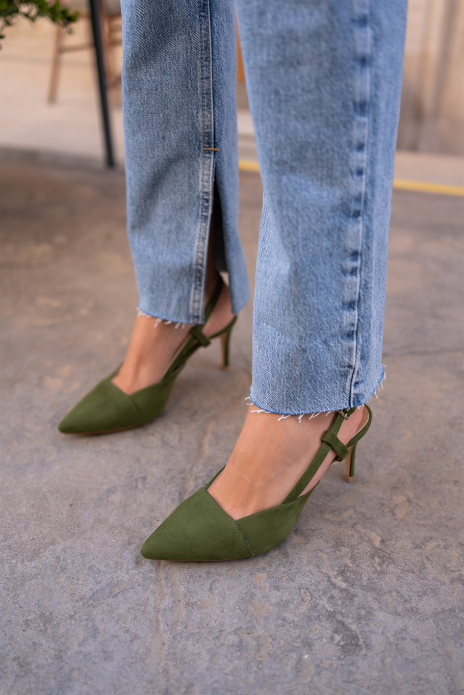 Paola Yeşil Süet   Stiletto
