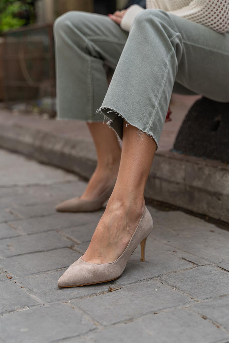 Paprica Vizon Süet   Stiletto