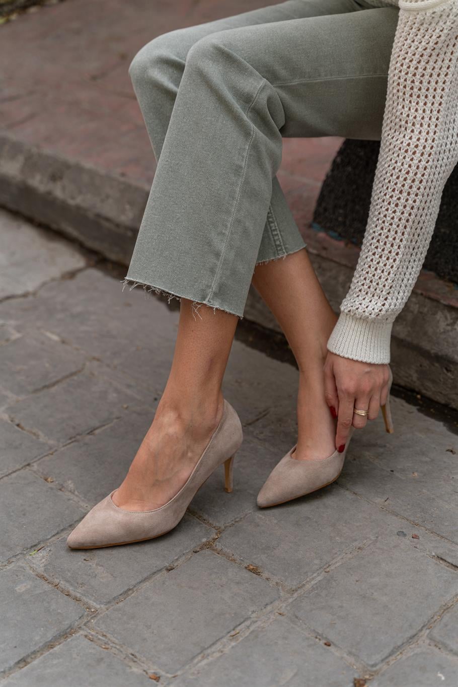 Paprica Vizon Süet   Stiletto