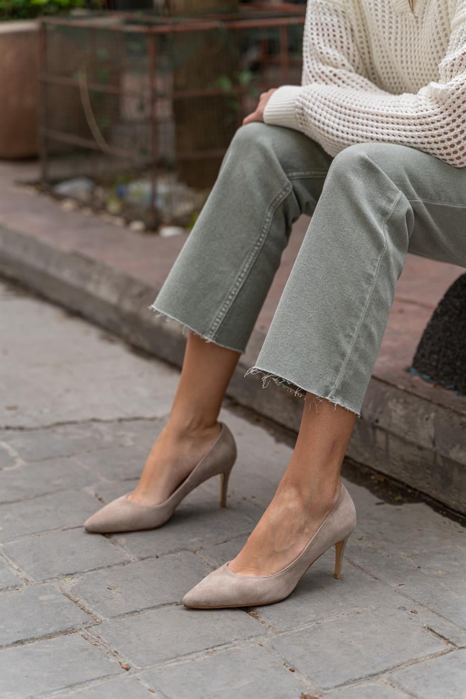 Paprica Vizon Süet   Stiletto