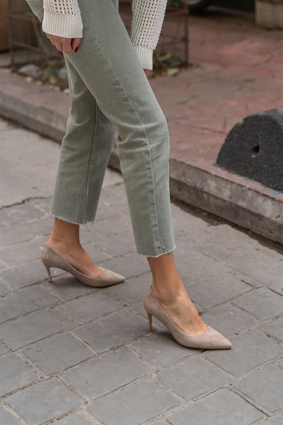 Paprica Vizon Süet   Stiletto