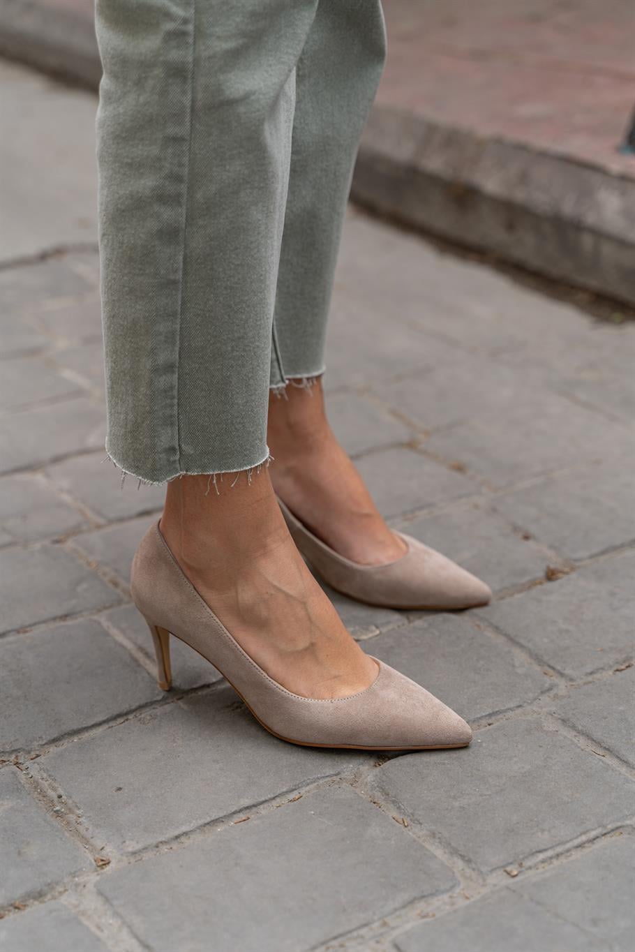 Paprica Vizon Süet   Stiletto