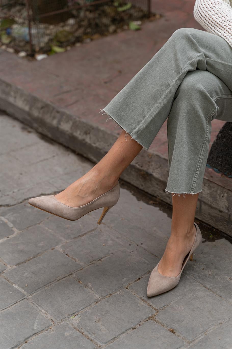 Paprica Vizon Süet   Stiletto