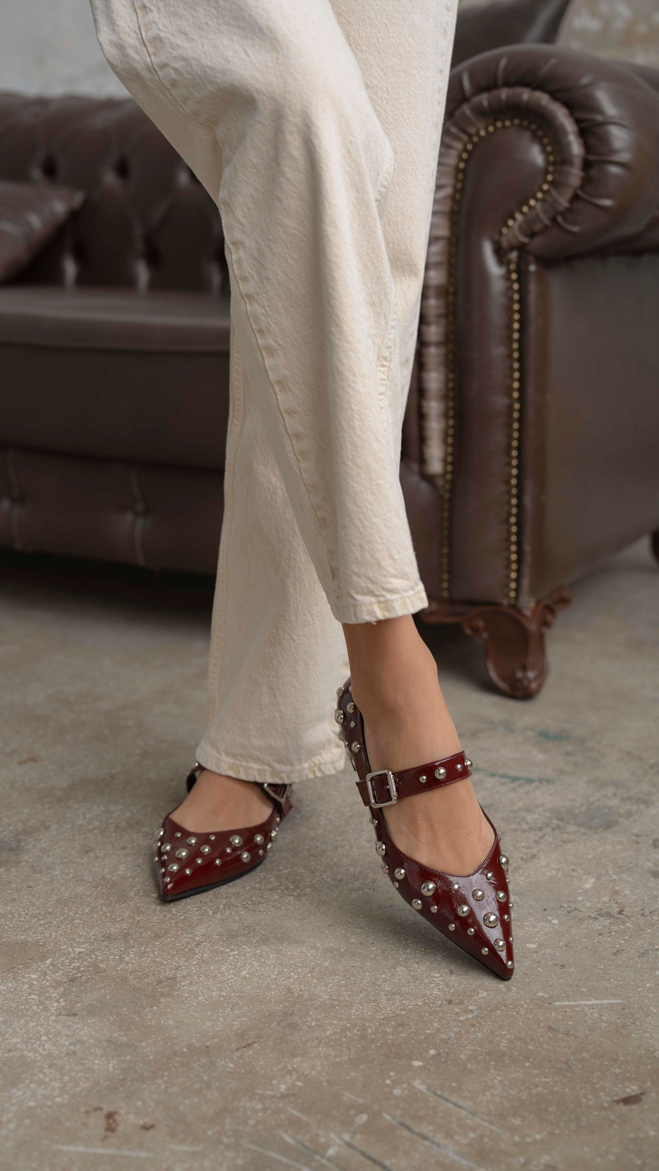 Perkins Bordo Rugan   Hakiki Deri   Babet