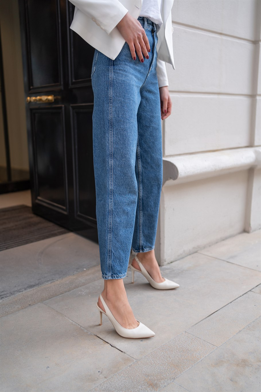 Perla Ekru Deri   Stiletto
