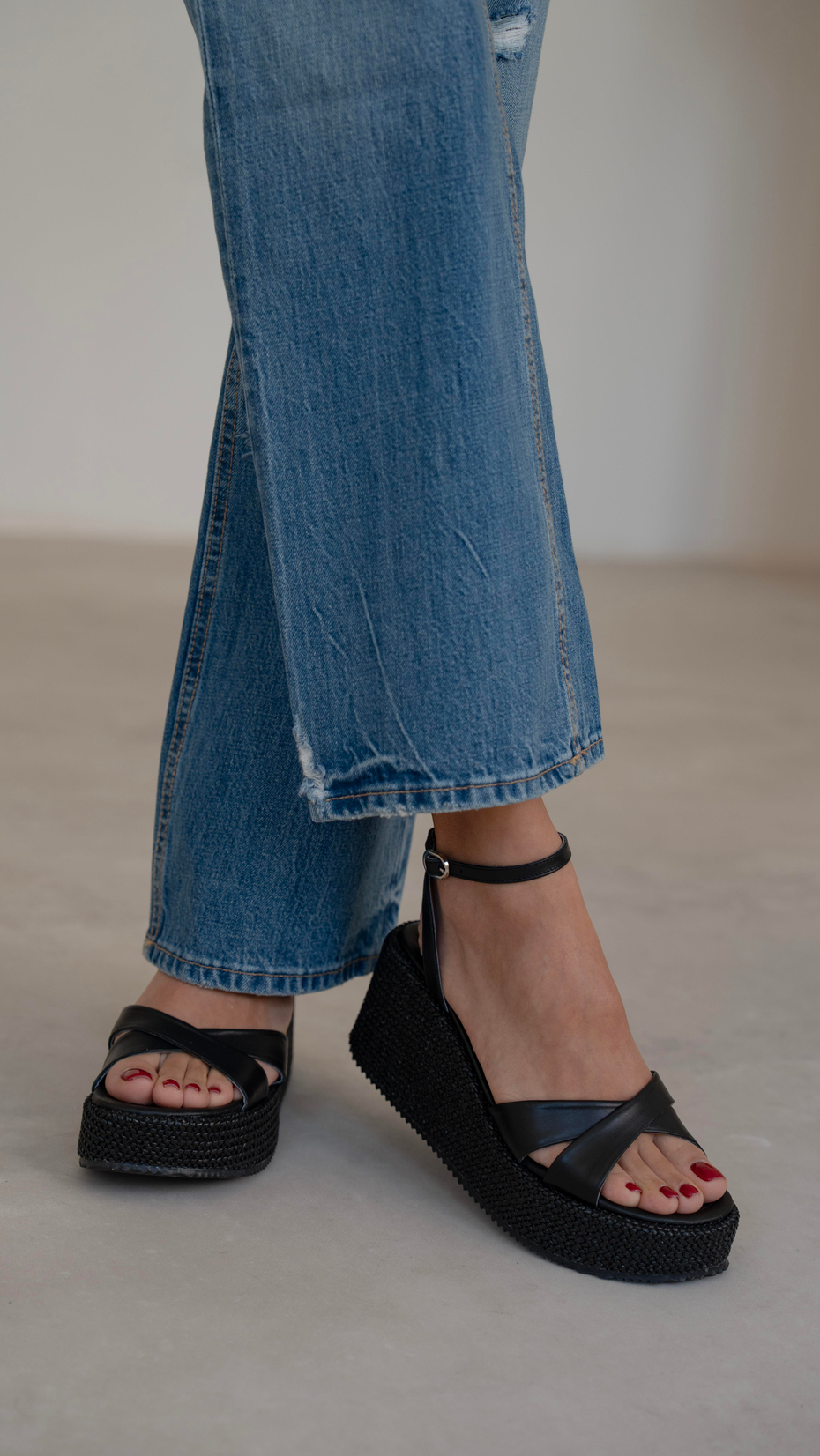 Pescare Siyah   Hakiki Deri   Sandalet