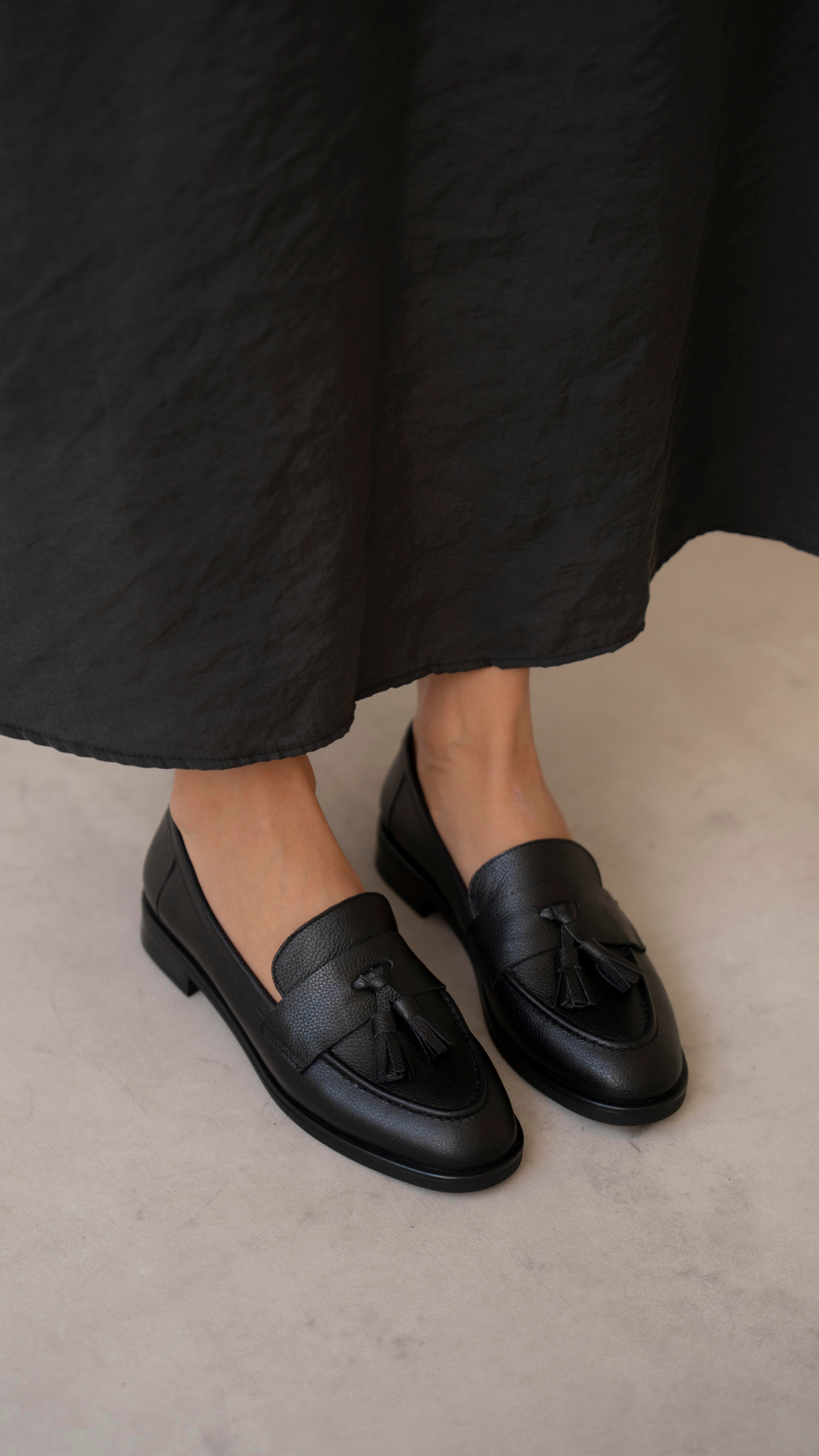 Pippa Siyah Hakiki Deri Kadın Makosen Ayakkabı