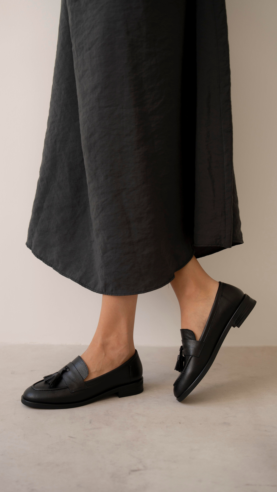 Pippa Siyah Hakiki Deri Kadın Makosen Ayakkabı