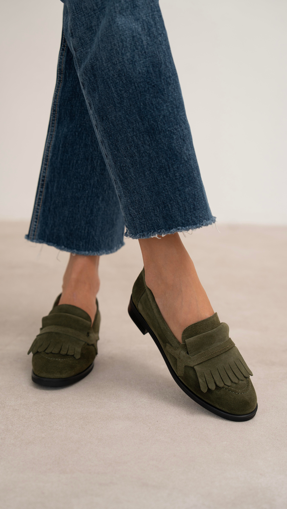 Poet Haki Süet Hakiki Deri Kadın Makosen Ayakkabı