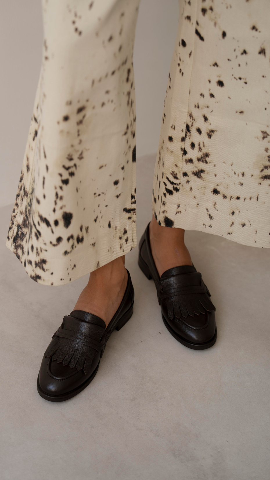 Poet Kahve Hakiki Deri Kadın Makosen Ayakkabı