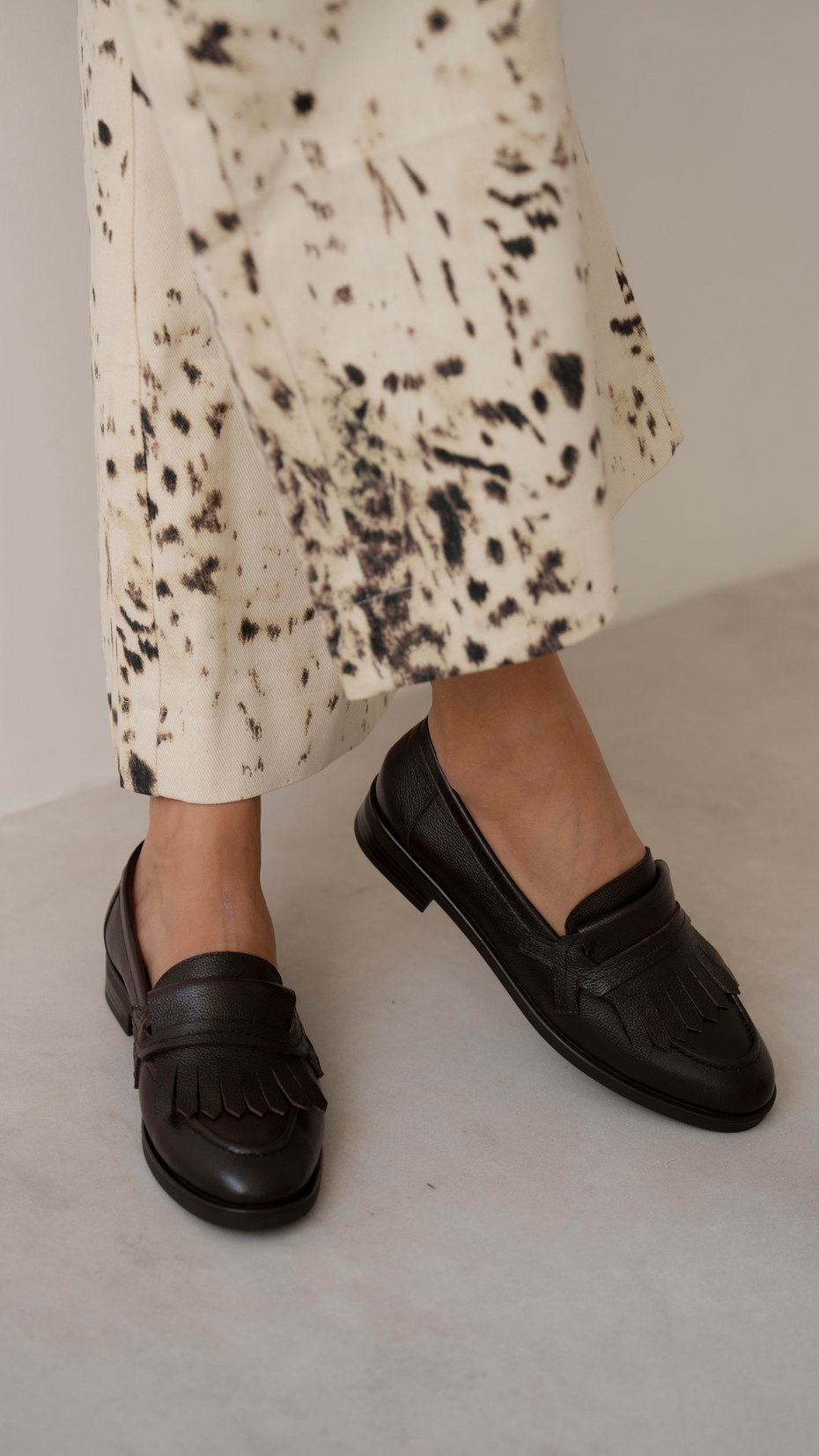 Poet Kahve Hakiki Deri Kadın Makosen Ayakkabı