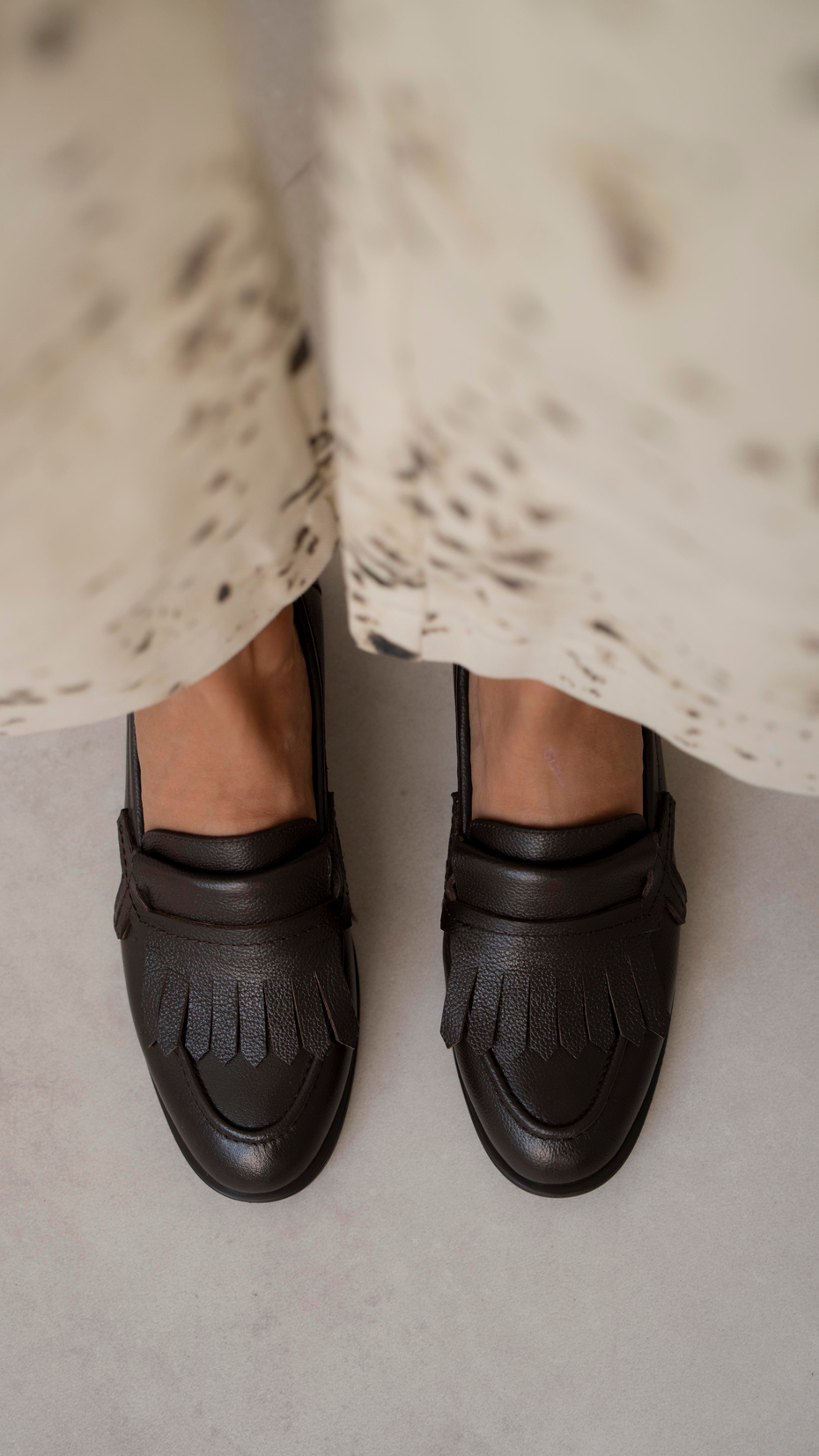 Poet Kahve Hakiki Deri Kadın Makosen Ayakkabı