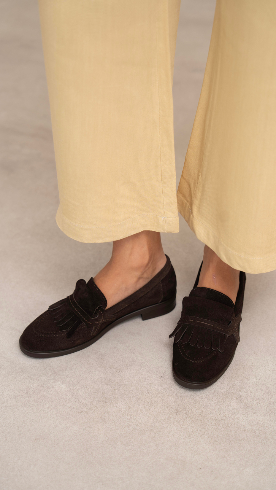 Poet Kahve Süet Hakiki Deri Kadın Makosen Ayakkabı