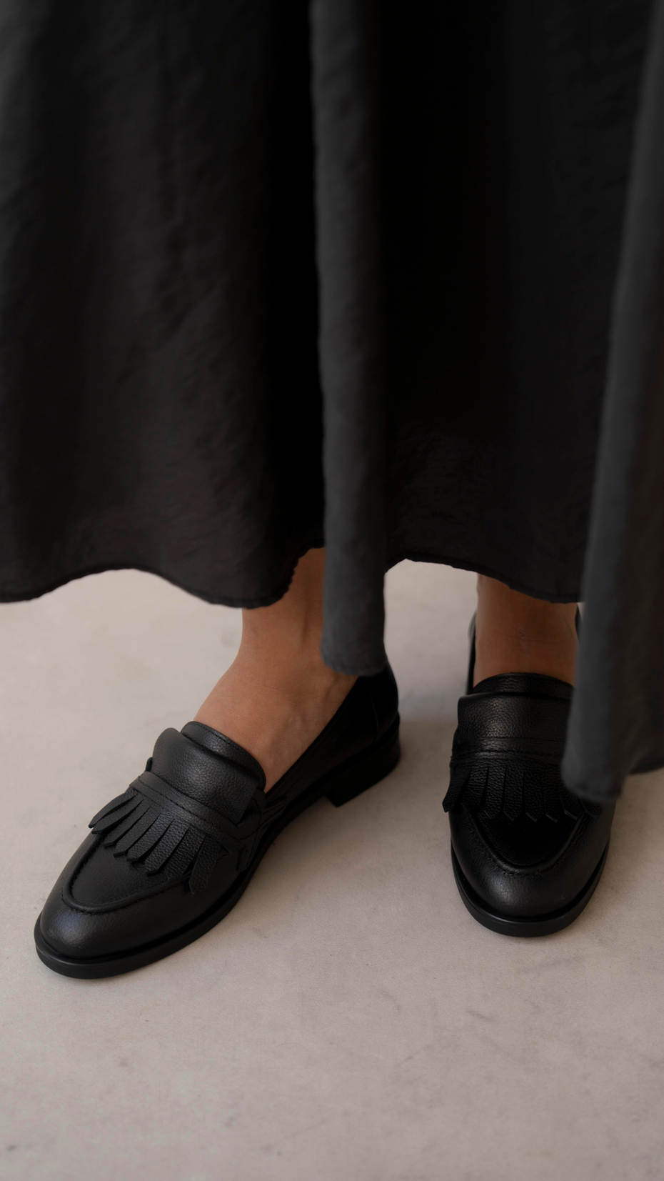 Poet Siyah Hakiki Deri Kadın Makosen Ayakkabı