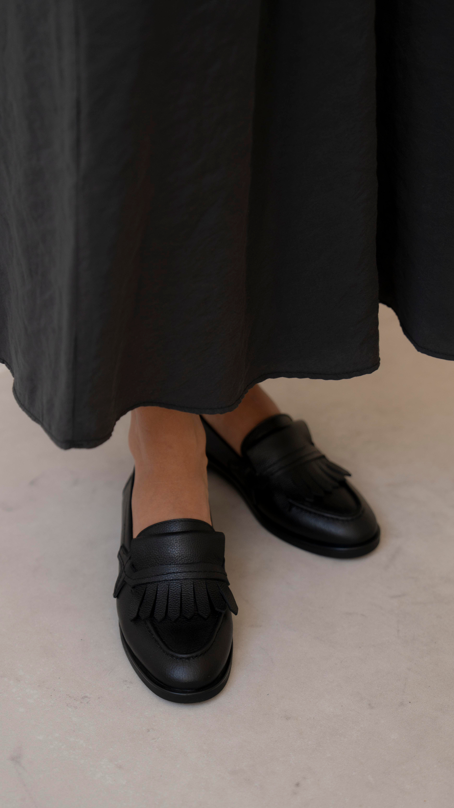 Poet Siyah Hakiki Deri Kadın Makosen Ayakkabı