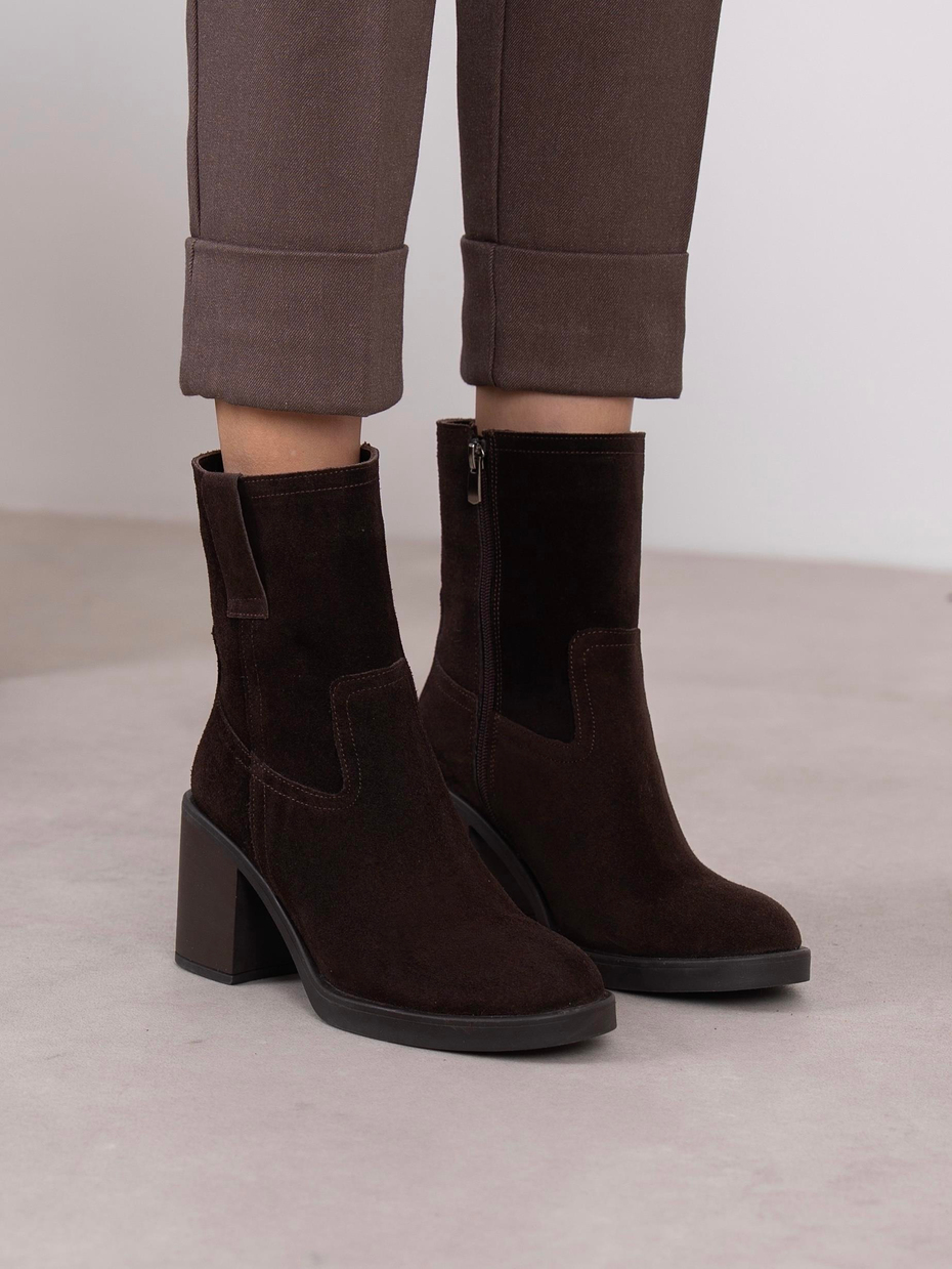 Priya Kahve Süet Hakiki Deri Kadın Bot