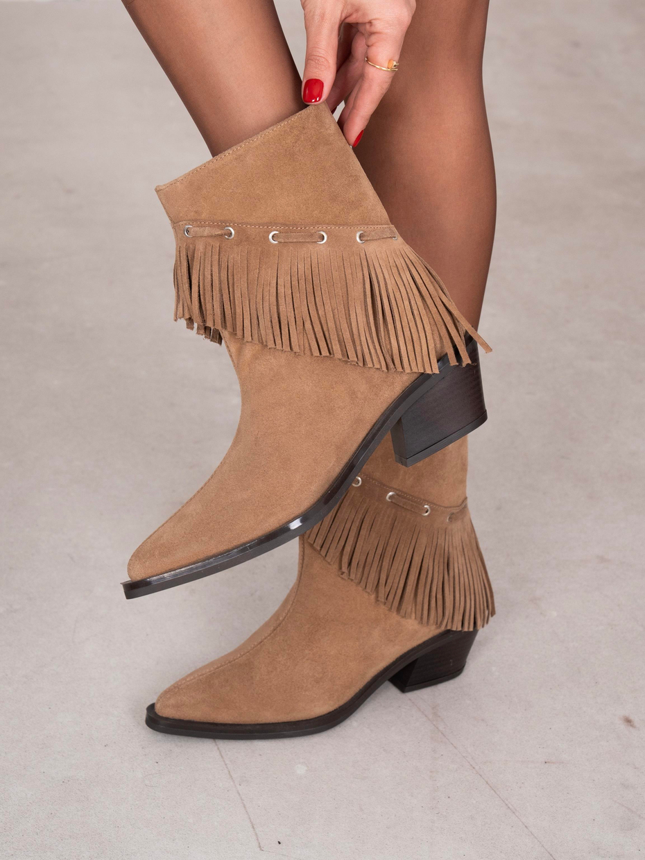 Puchi Camel Süet Hakiki Deri Kadın Bot