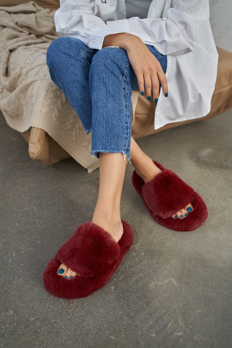 Puffy Bordo   Ev Terliği