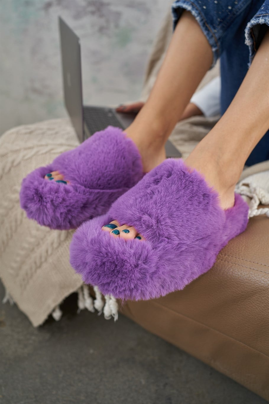 Puffy Mor   Ev Terliği