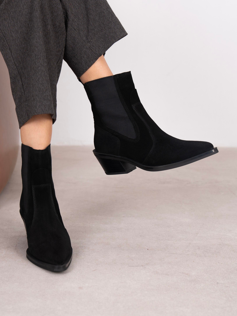 Pylo Siyah Süet Hakiki Deri Kadın Bot