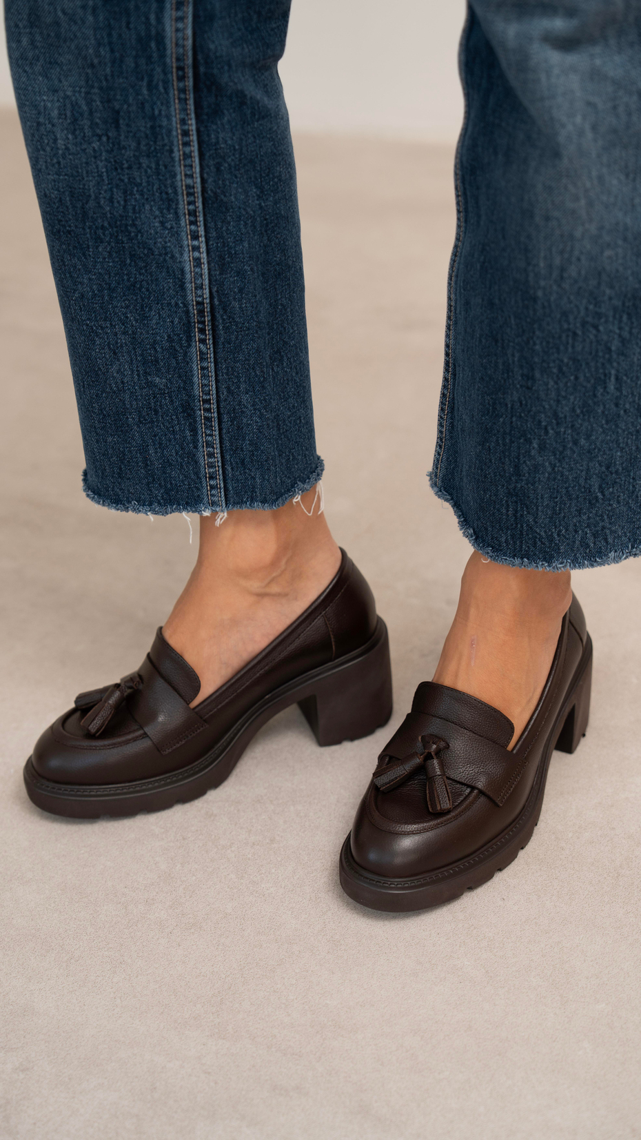 Rilsa Kahve Hakiki Deri Kadın Makosen Ayakkabı