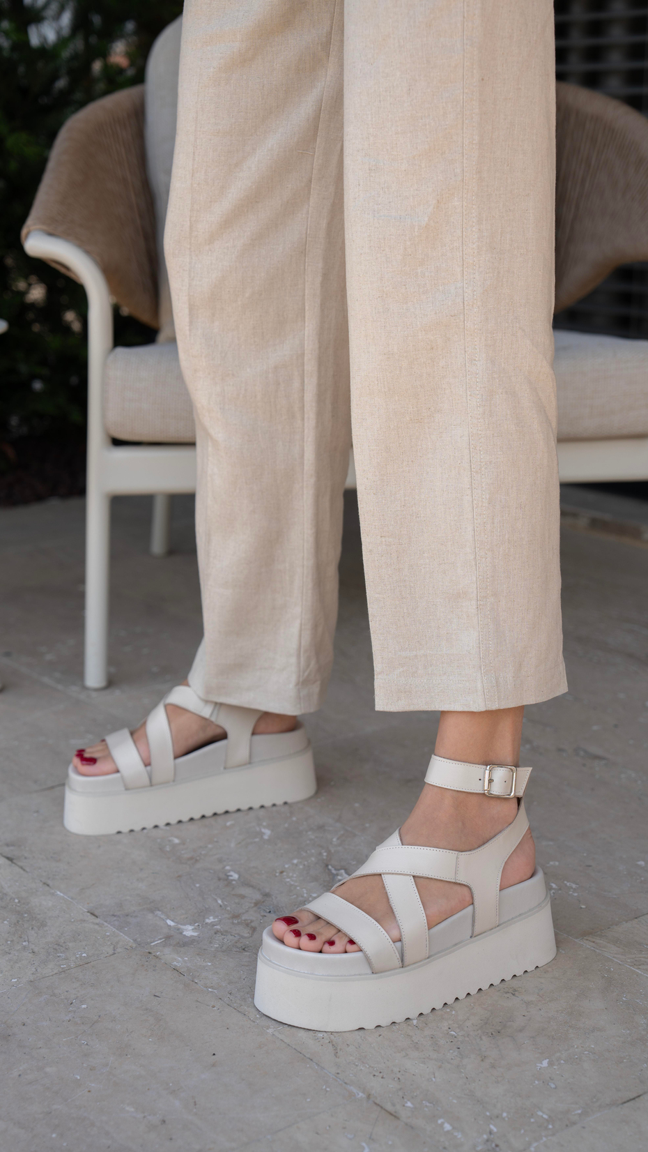 Rivers Bej   Hakiki Deri   Sandalet