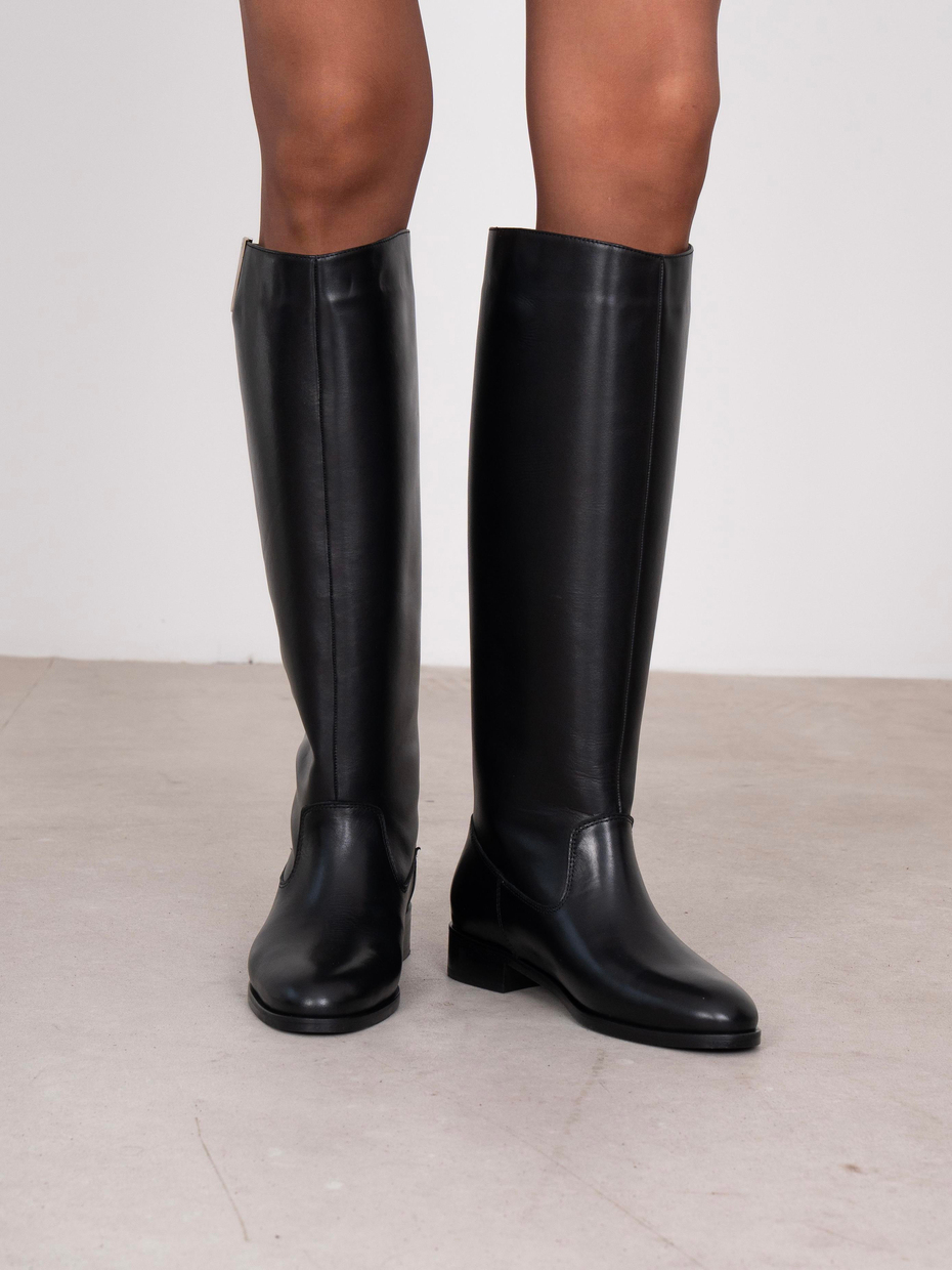 Rosa Siyah Hakiki Deri Kadın XL Çizme