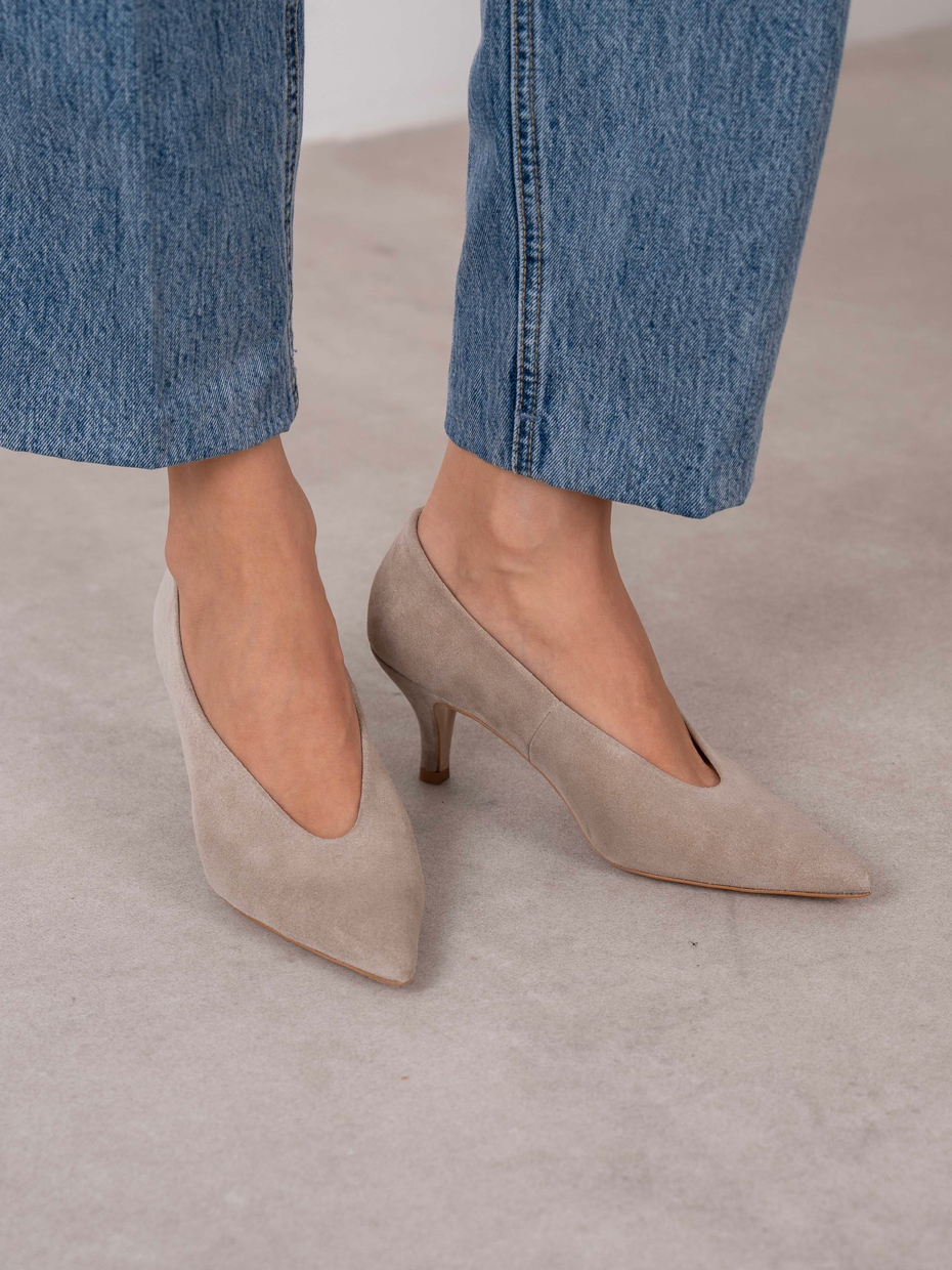 Seth Bej Süet Hakiki Deri Kadın Stiletto