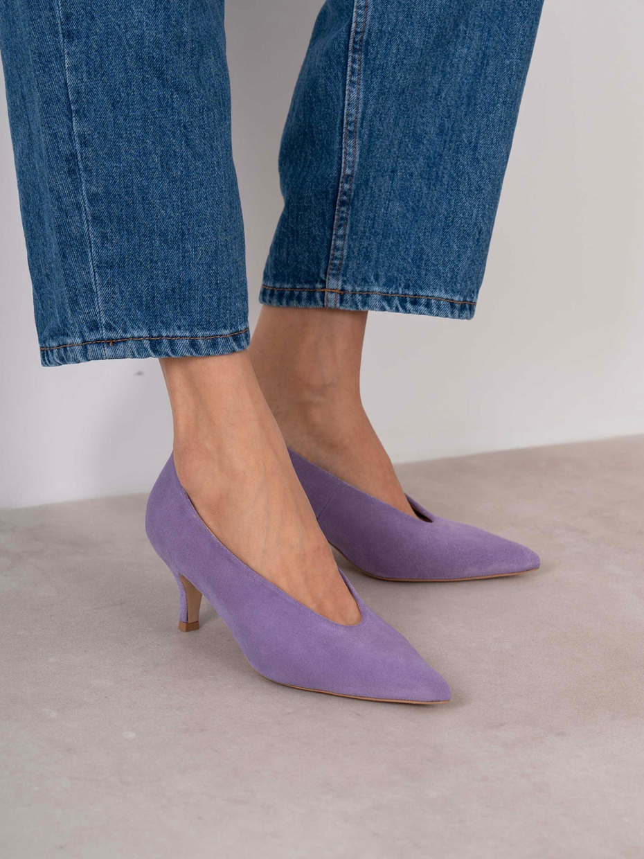 Seth Lila Süet Hakiki Deri Kadın Stiletto
