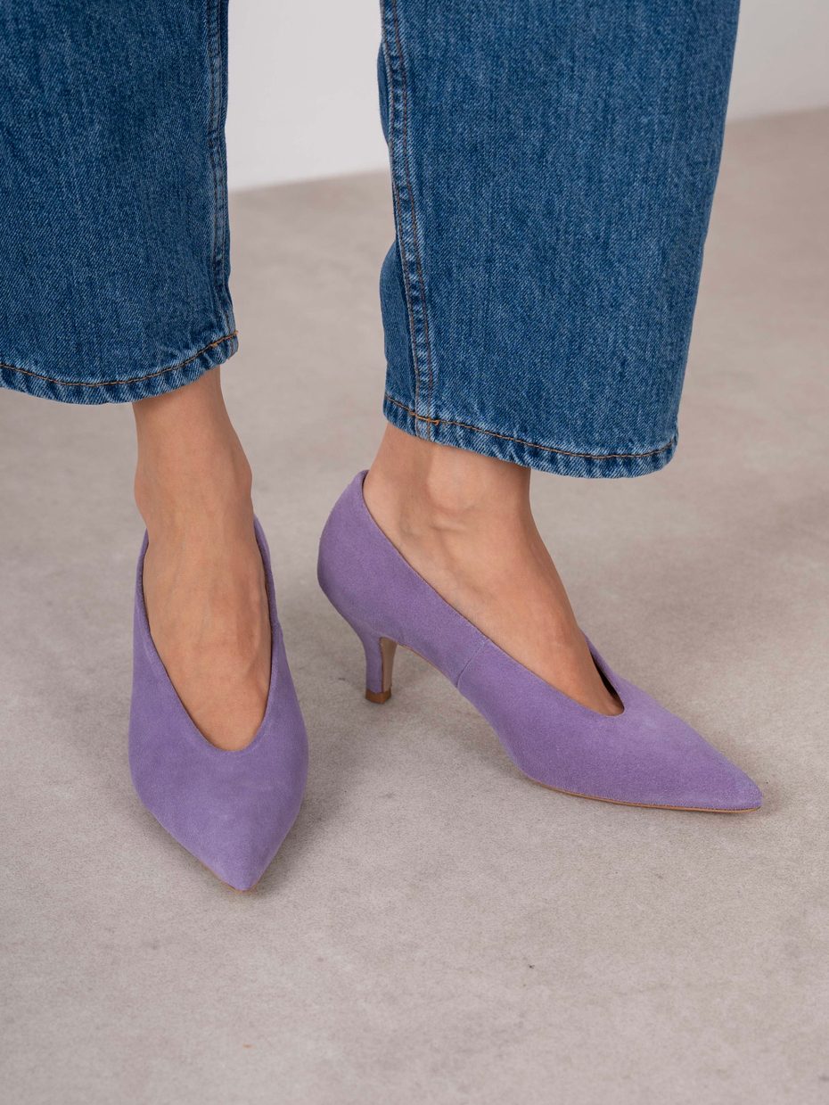 Seth Lila Süet Hakiki Deri Kadın Stiletto