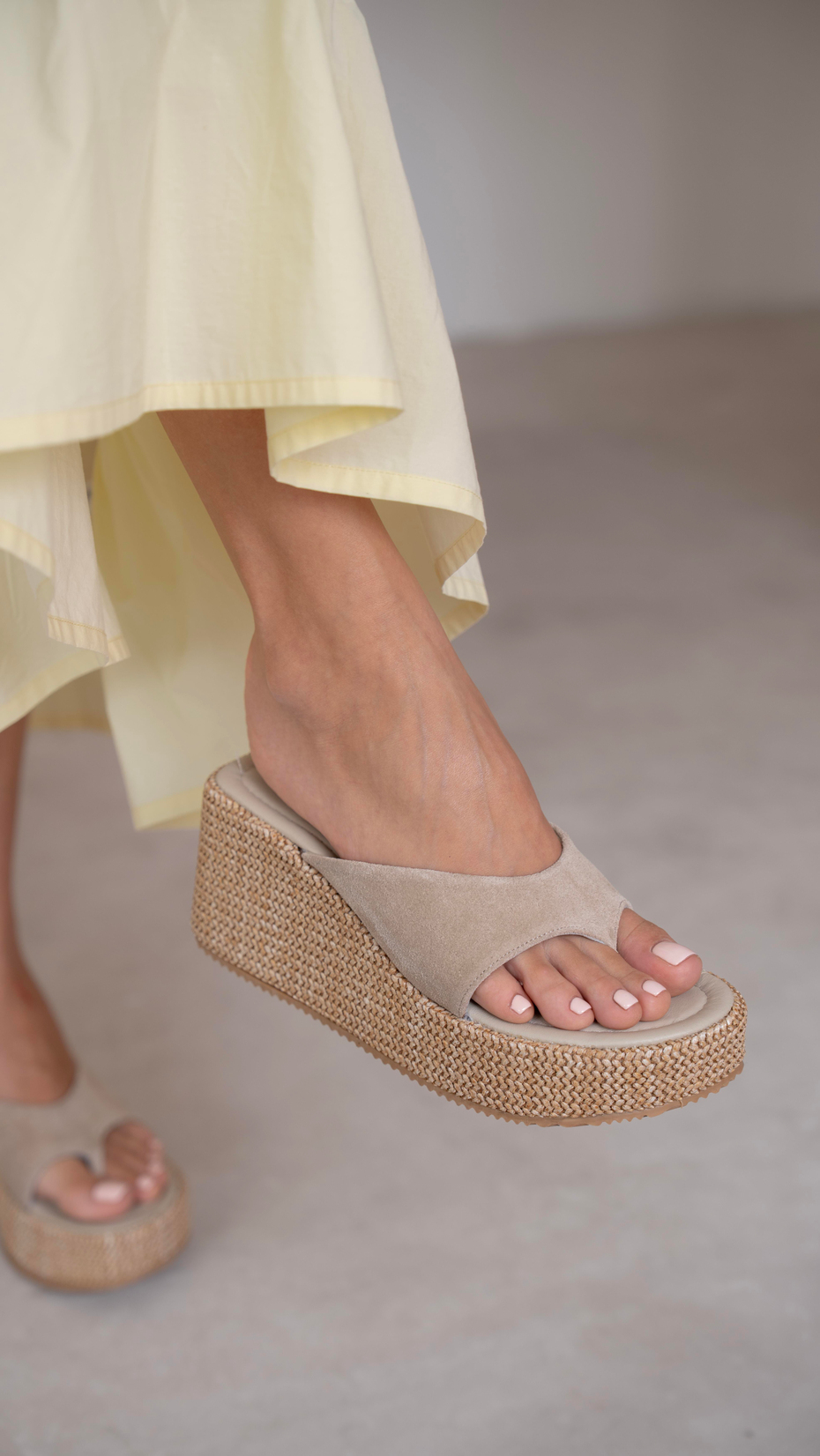 Siena Bej Süet   Hakiki Süet Kadın   Terlik