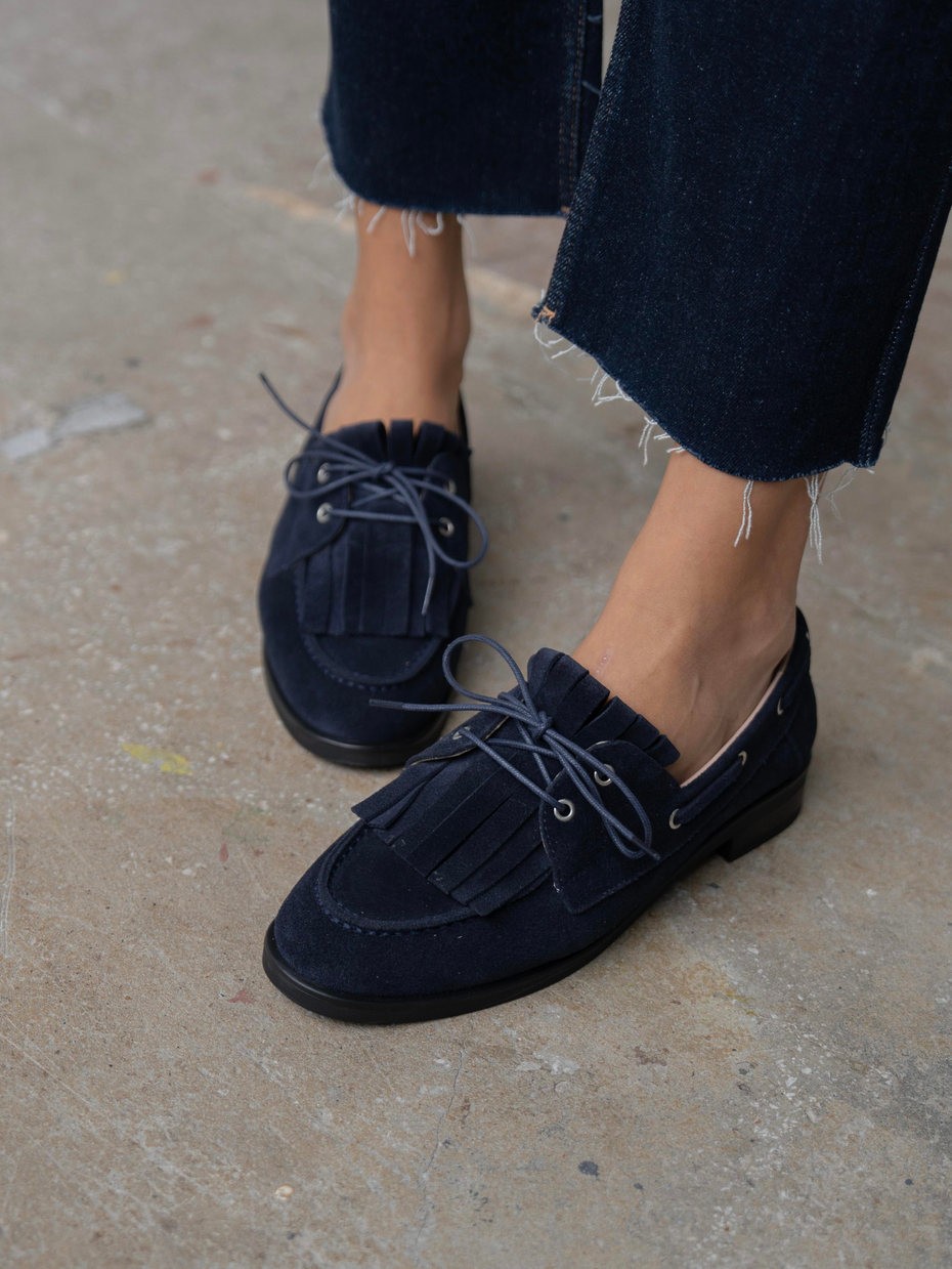 Soren Lacivert Süet Hakiki Deri Kadın MAKOSEN