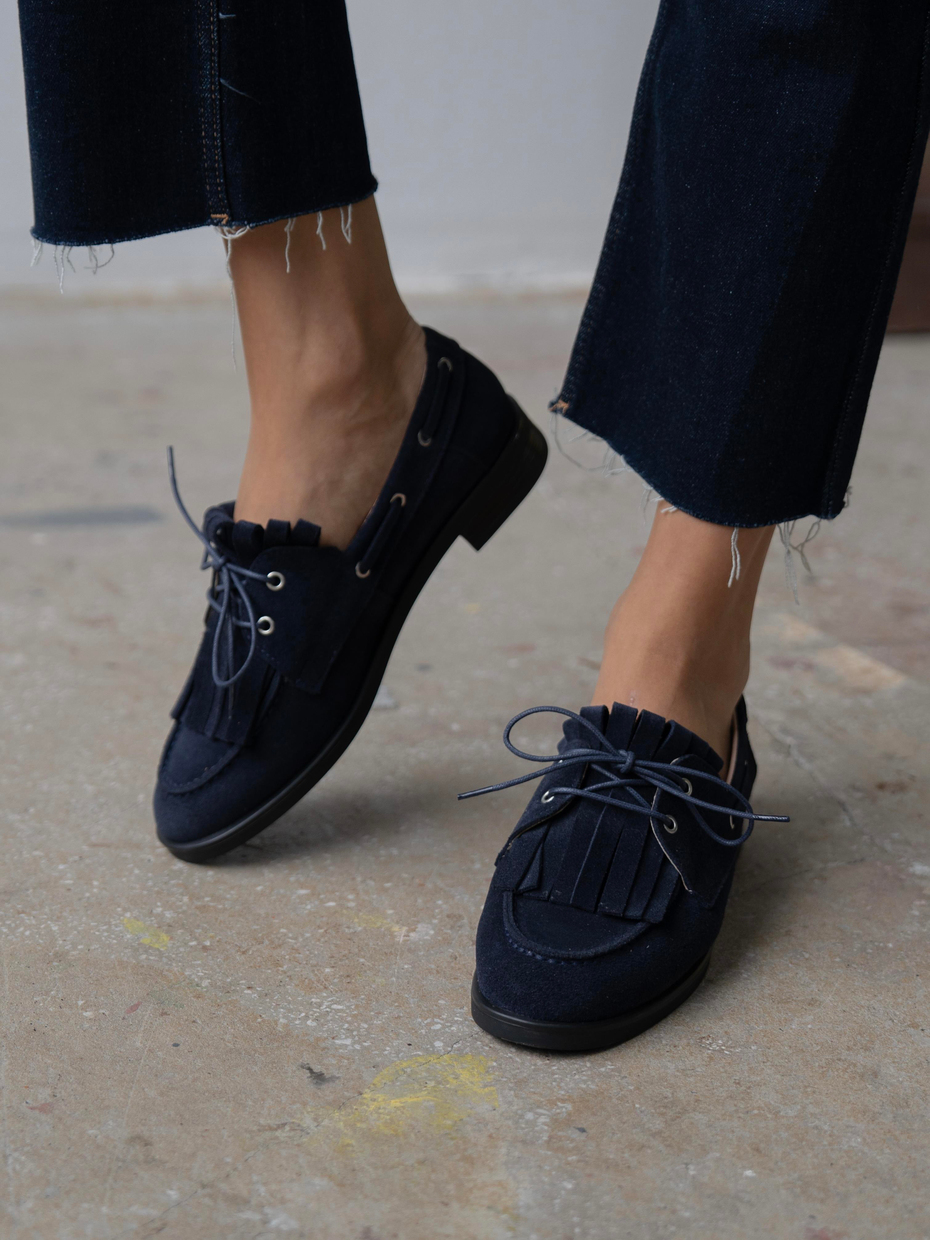 Soren Lacivert Süet Hakiki Deri Kadın MAKOSEN