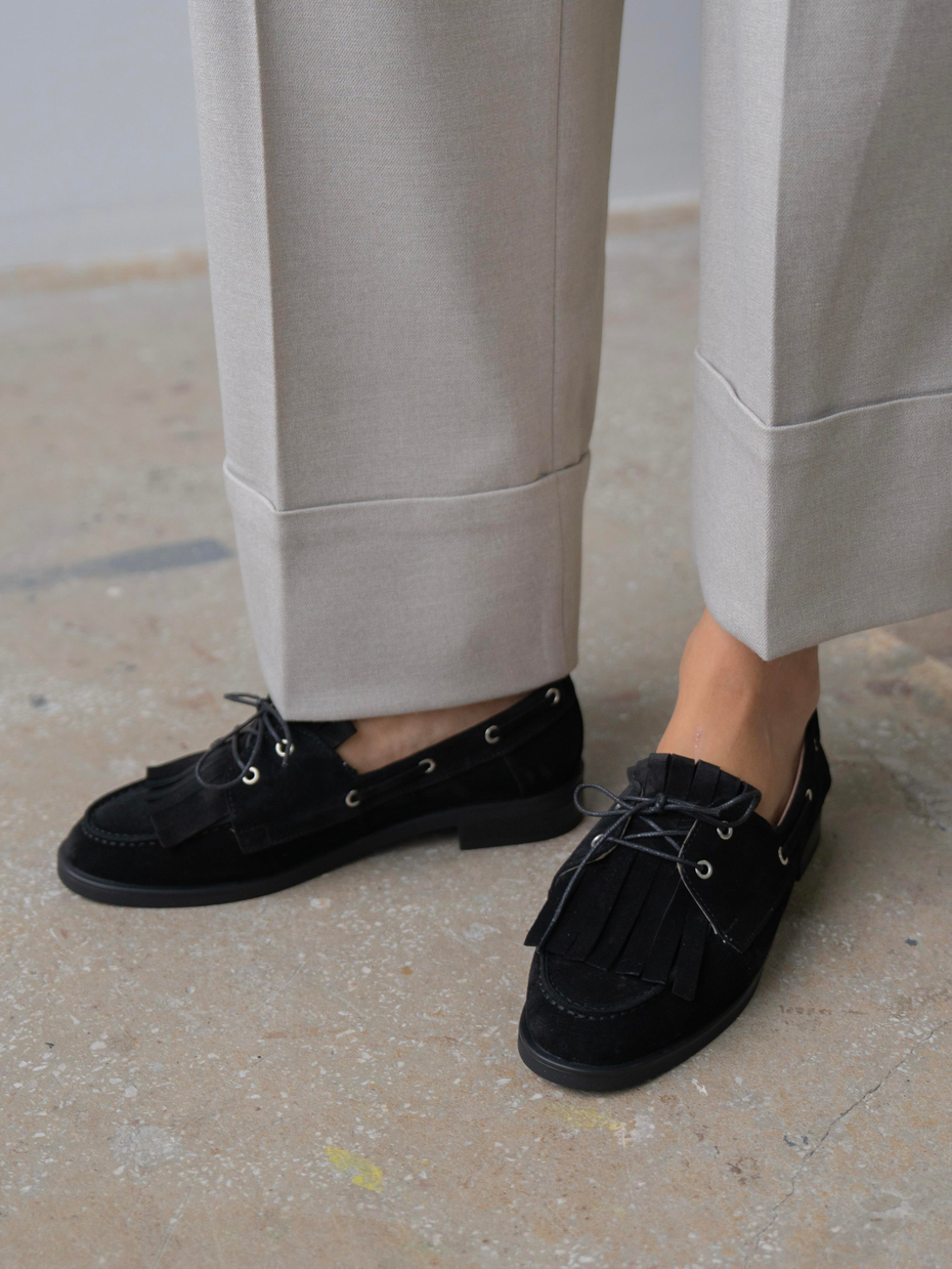 Soren Siyah Süet Hakiki Deri Kadın MAKOSEN