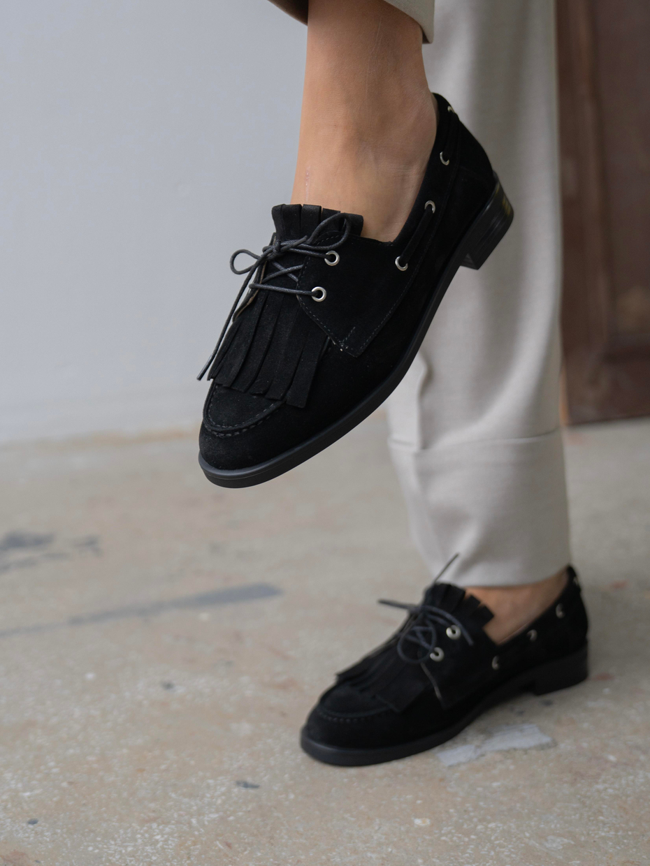 Soren Siyah Süet Hakiki Deri Kadın MAKOSEN