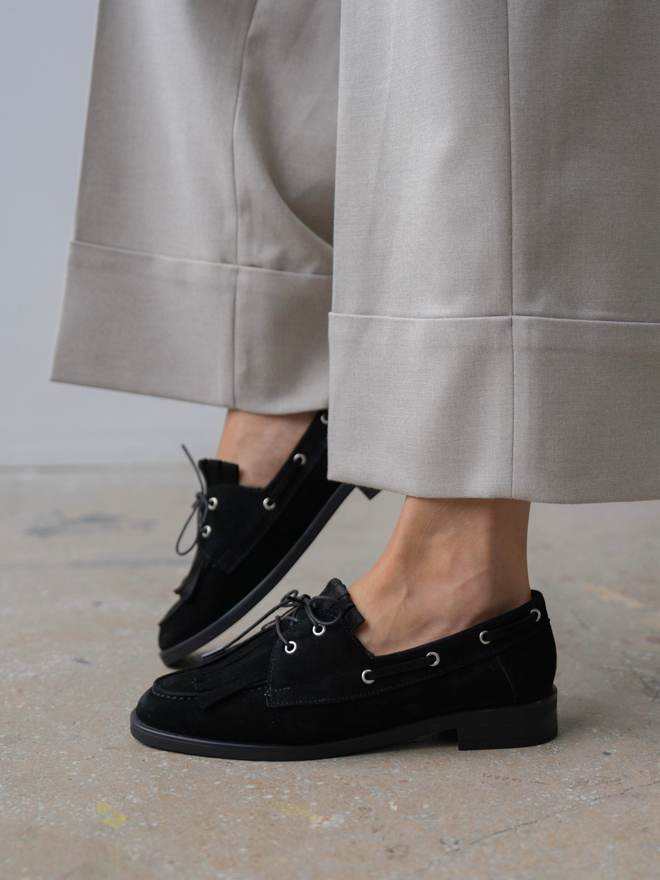 Soren Siyah Süet Hakiki Deri Kadın MAKOSEN