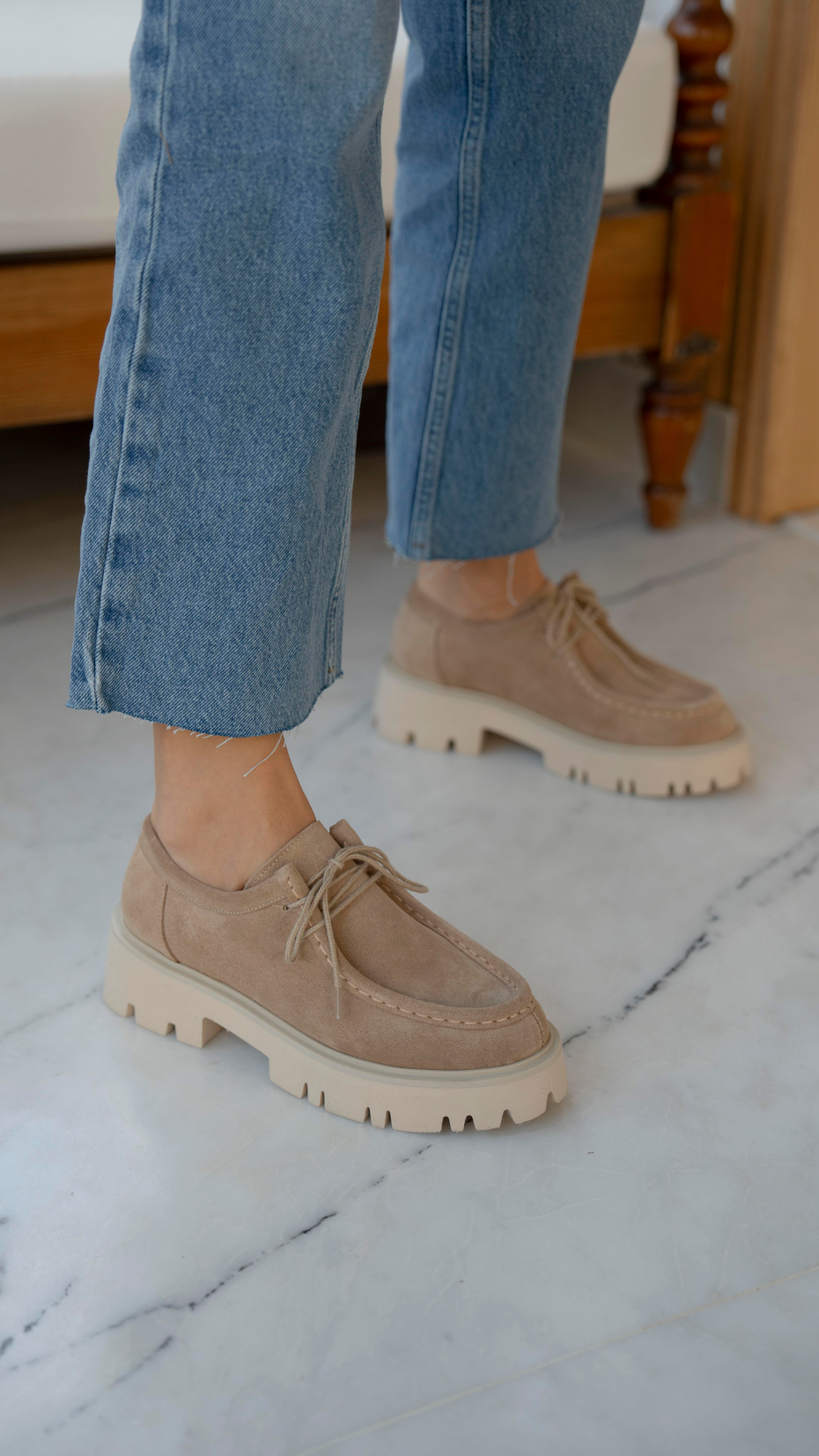 Stew Bej Süet   Hakiki Deri   Makosen Ayakkabı