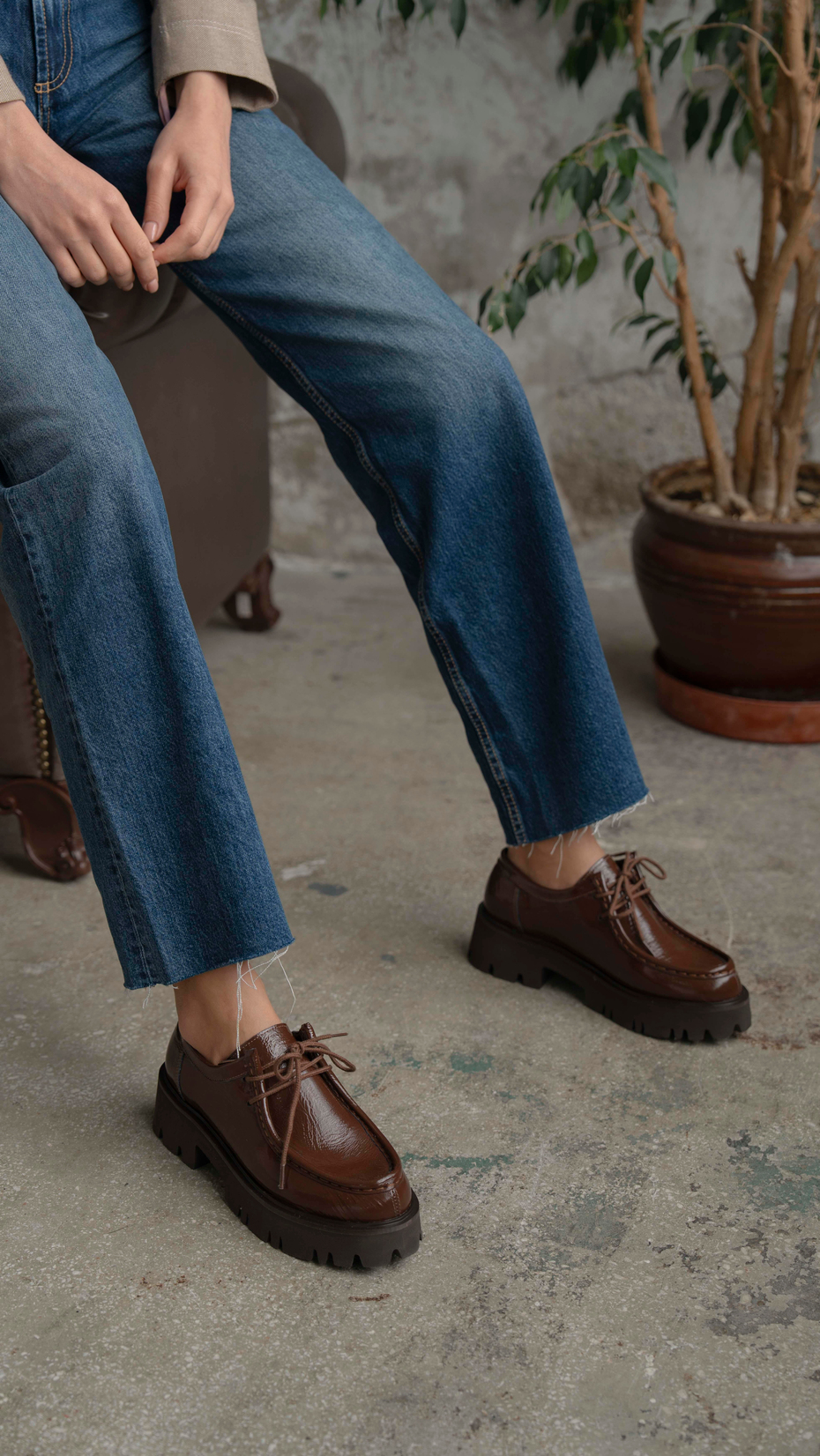 Stew Kahve Rugan   Hakiki Deri   Makosen Ayakkabı