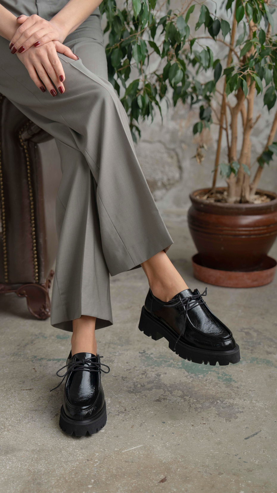 Stew Siyah Rugan   Hakiki Deri   Makosen Ayakkabı