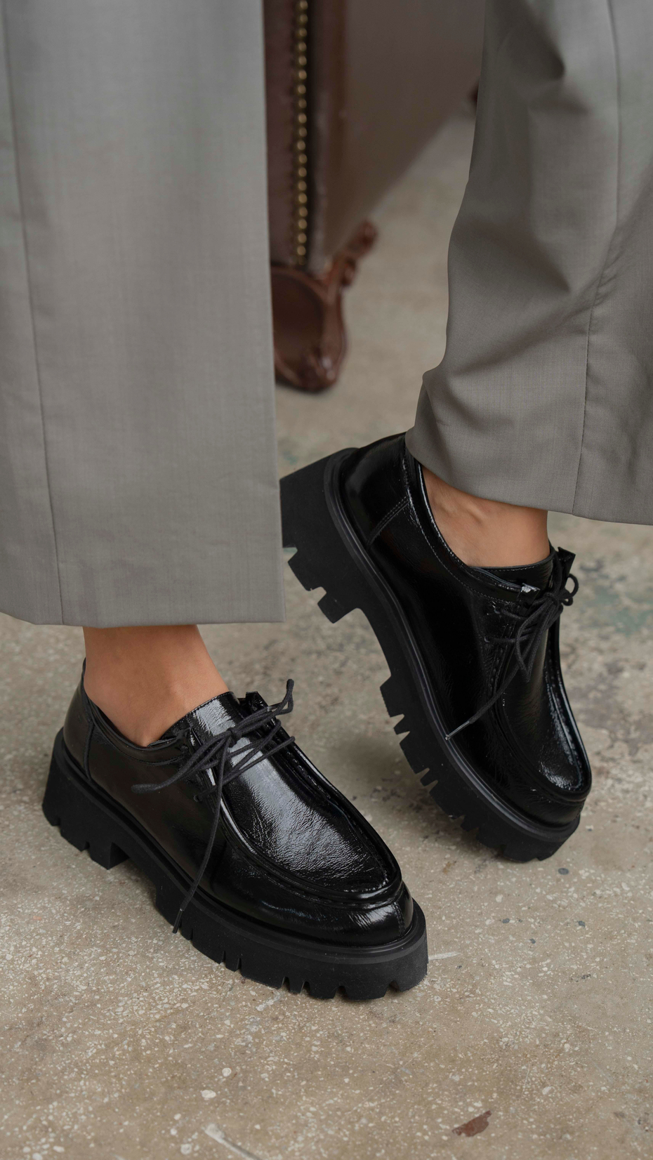 Stew Siyah Rugan   Hakiki Deri   Makosen Ayakkabı