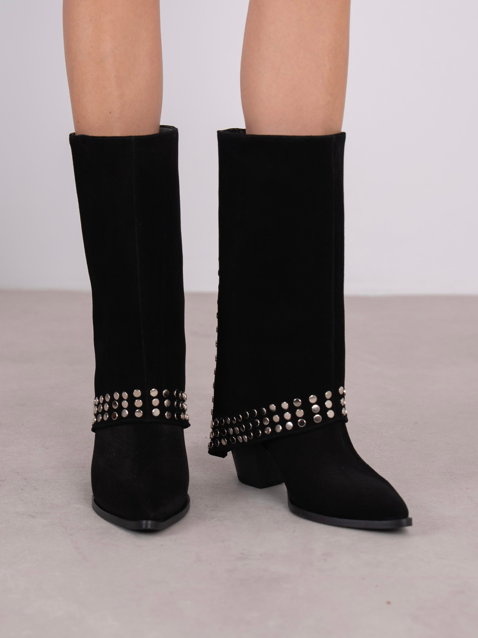 Vanora Siyah Süet Troklu Hakiki Deri Kadın Bot