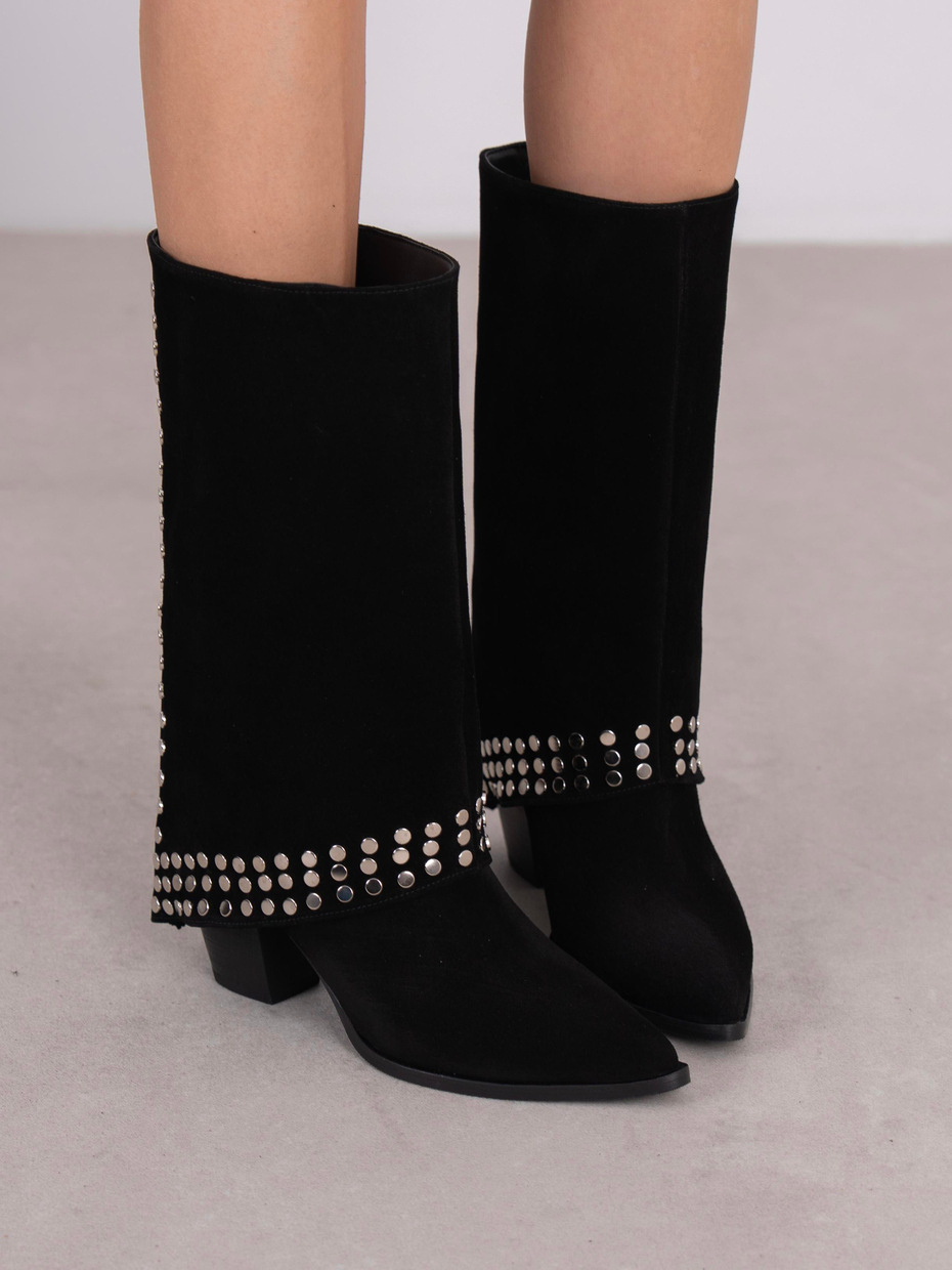 Vanora Siyah Süet Troklu Hakiki Deri Kadın Bot