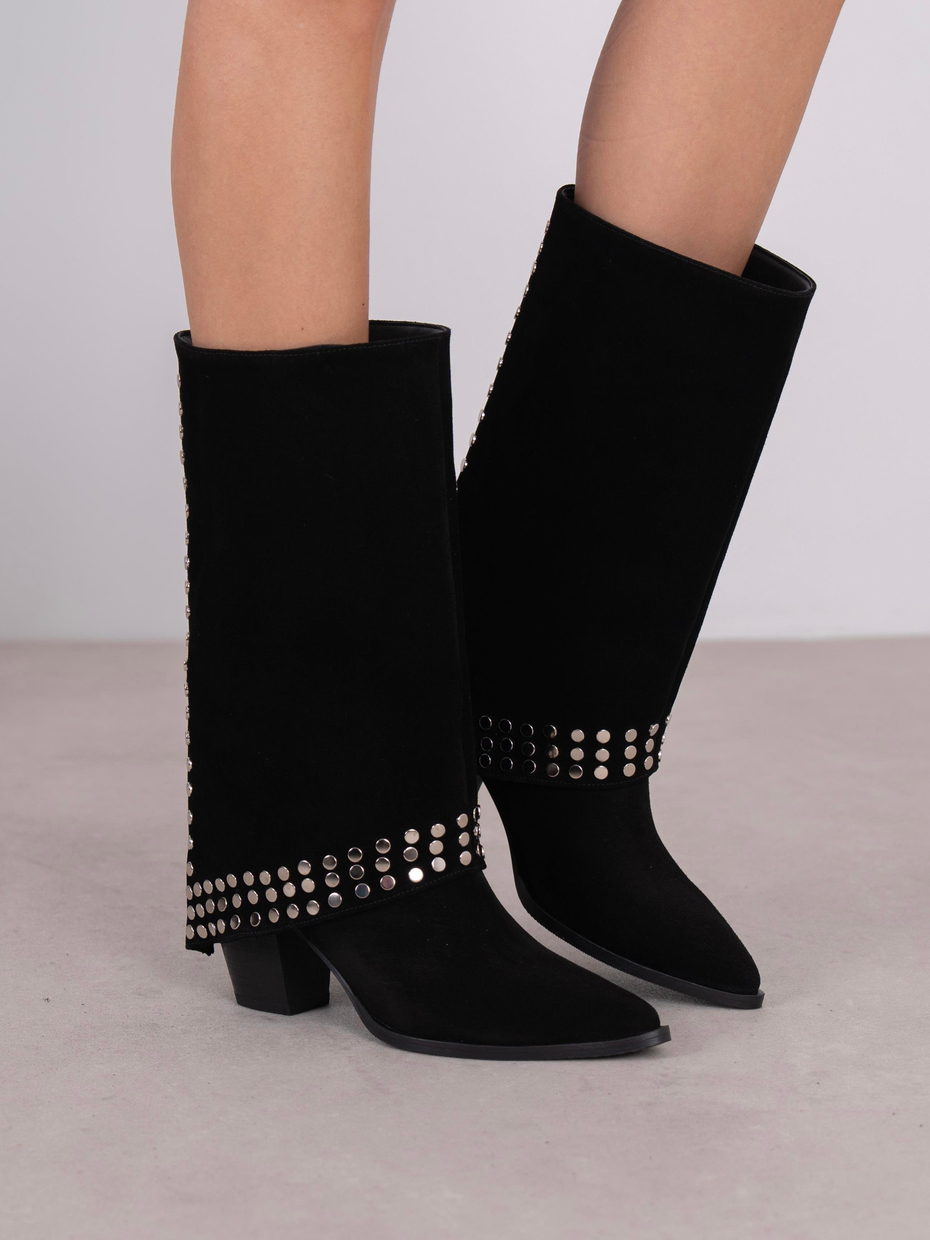 Vanora Siyah Süet Troklu Hakiki Deri Kadın Bot