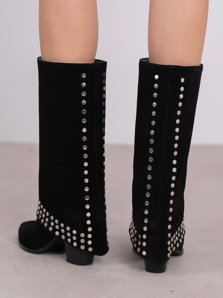 Vanora Siyah Süet Troklu Hakiki Deri Kadın Bot