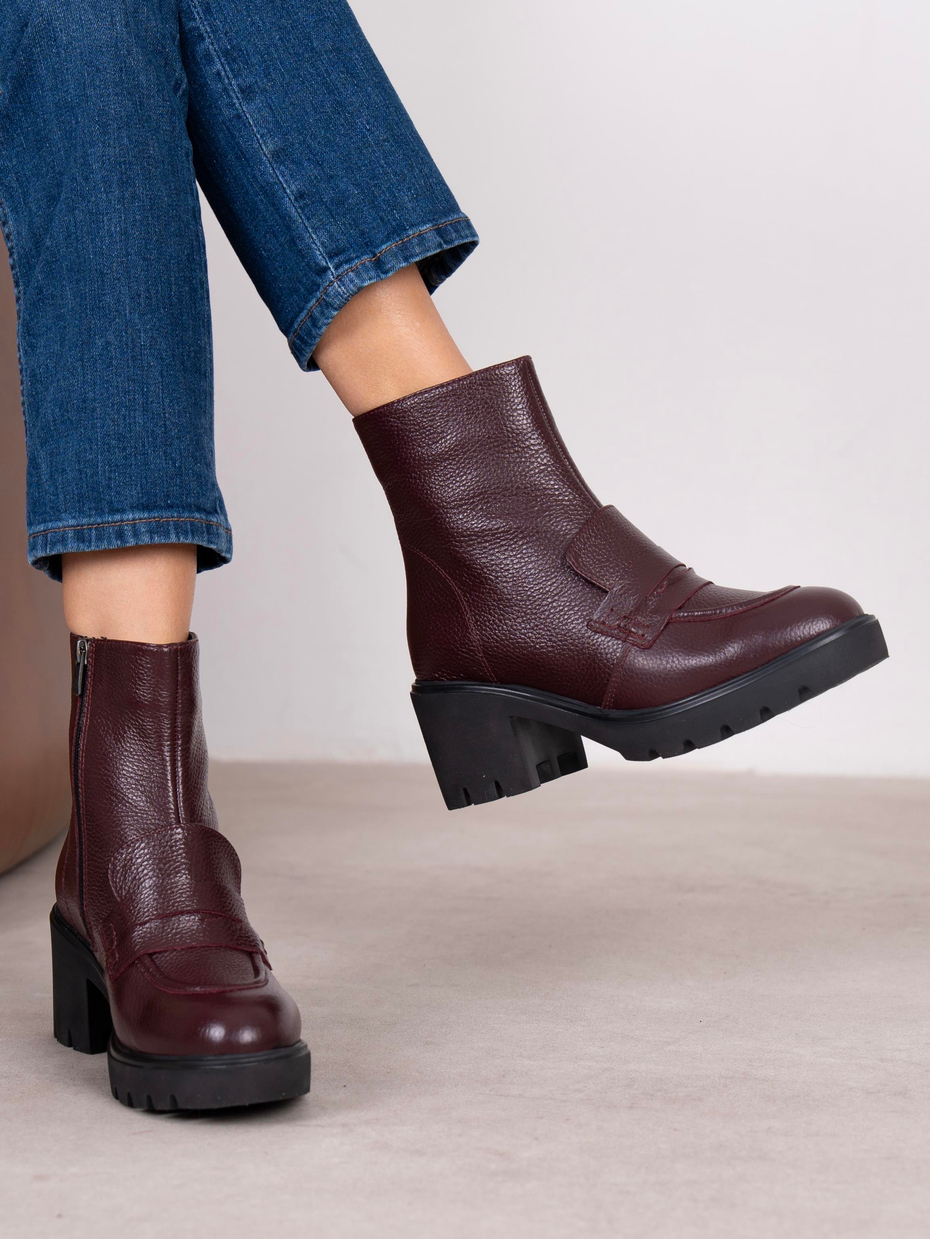 Vanya Bordo Hakiki Deri Kadın Bot