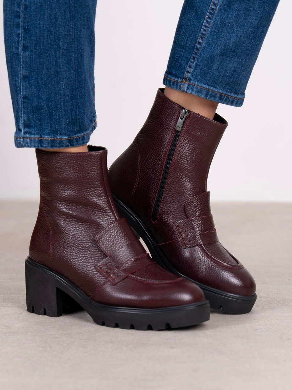 Vanya Bordo Hakiki Deri Kadın Bot