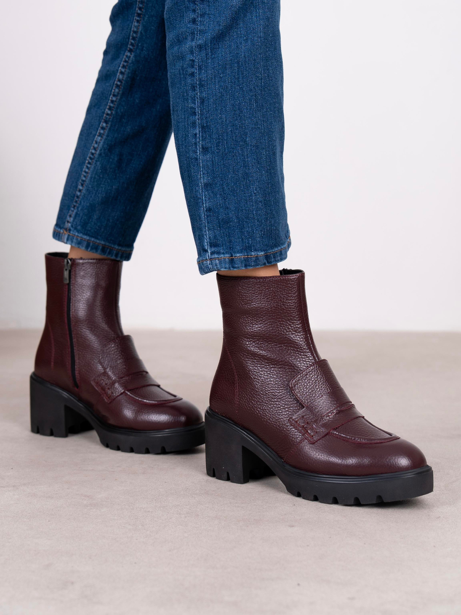 Vanya Bordo Hakiki Deri Kadın Bot